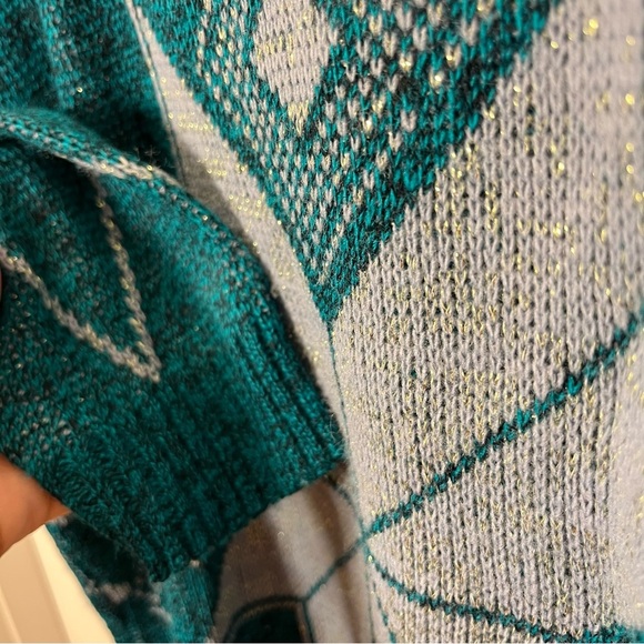Compagnie Energique Vintage 80’ Teal Sweater size medium granny - Picture 3 of 10
